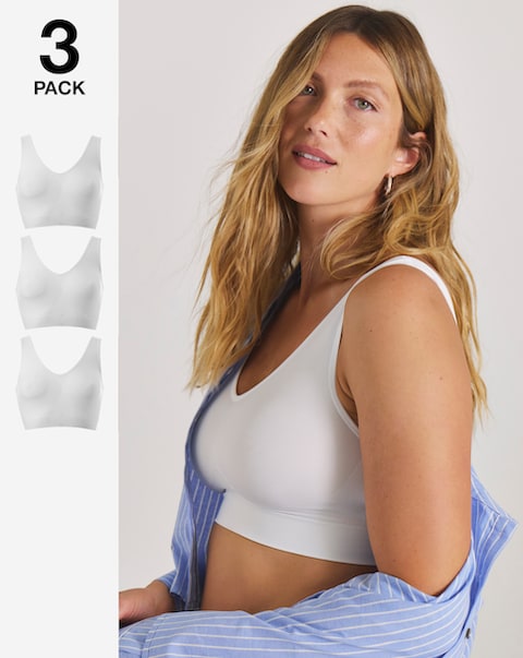 Pretty Secrets (3 Pack) Comfort Tops (Fits Up To D) White