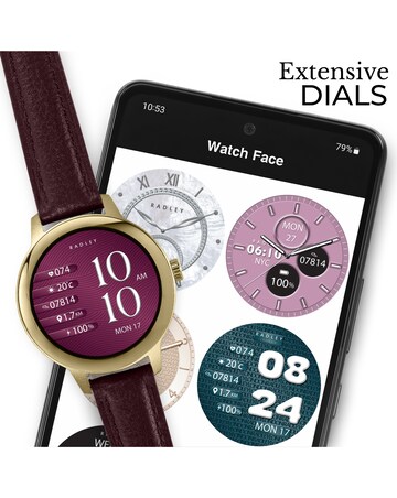 Radley Series 59 AMOLED Leather Strap Smart Watch - Dark Cherry