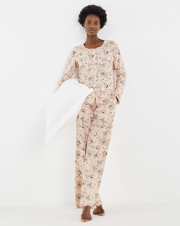 Pretty Secrets Coffee Print Pointelle Rib Pyjama Set