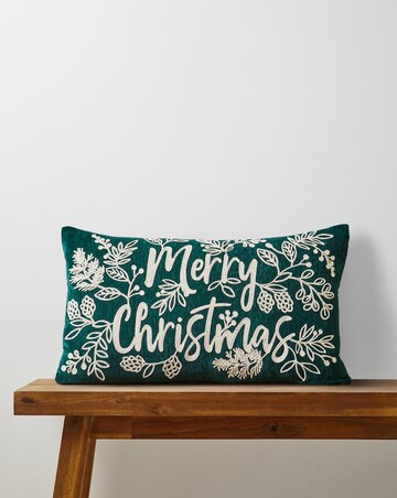 Merry Christmas Embroidered Boudoir Cushion