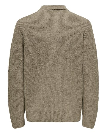 Only & Sons Dale Relaxed Long Sleeve Knitted Polo - Walnut