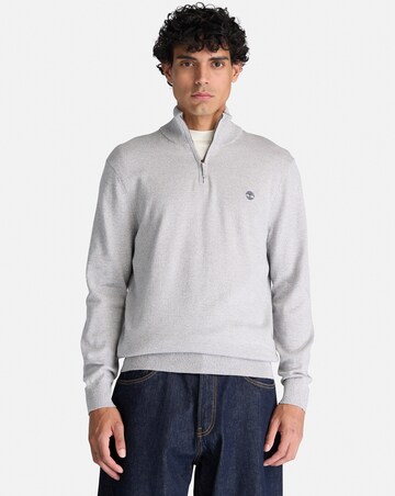 Timberland Williams River Cotton Quarter Zip Sweater - Oatmeal