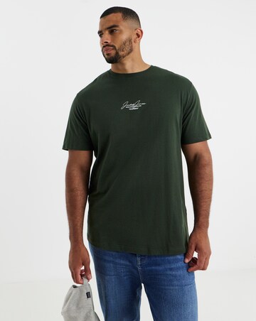 Jack & Jones Cover Script Logo 2-Pack T-Shirts - Green/Navy