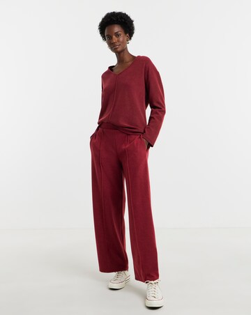 Red Cosy Seam Front Long Sleeve Top
