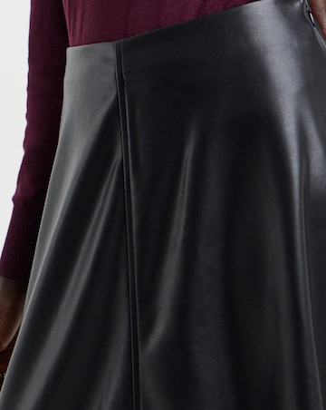 Black PU Seam Detail Circle Skirt