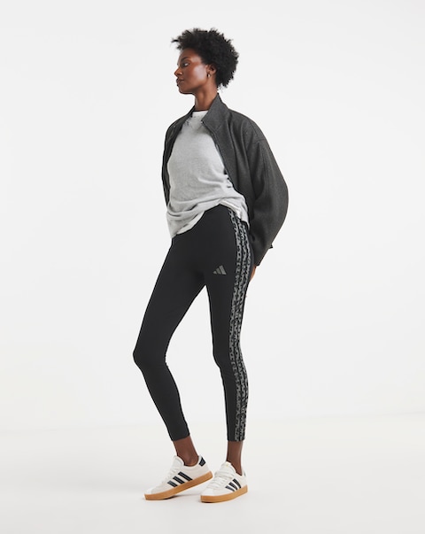 adidas 3 Stripe Leopard Print Legging