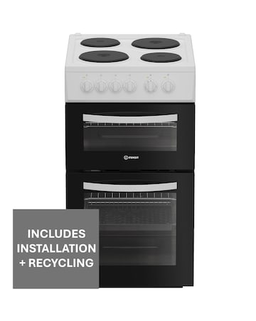 Indesit ITE5EMW 50cm Electric Twin Cooker - White + Installation
