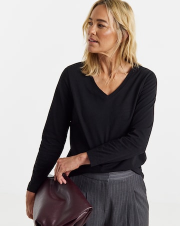 Black V-Neck Long Sleeve T-Shirt