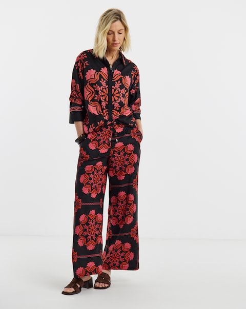 Black Paisley Wide Leg Trouser Co-ord