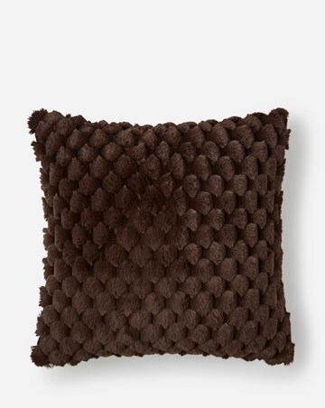 Scallop Faux Fur Cushion - Chocolate