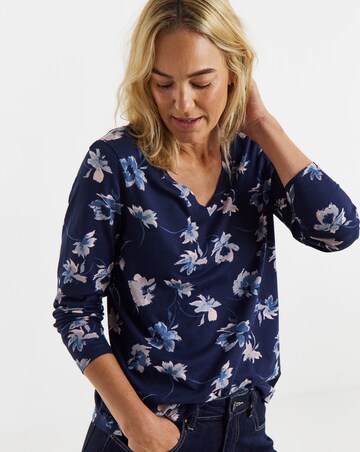 Floral Print V-Neck Long Sleeve T-Shirt