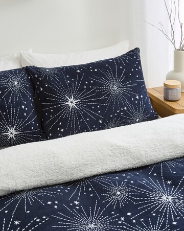 Winter Star Fleece Duvet Cover Set Sherpa Reverse