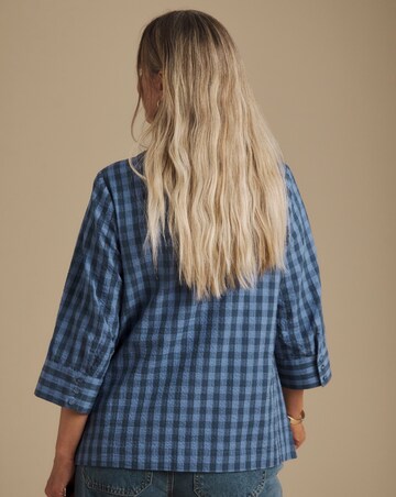 Julipa Seersucker Half Button Blouse