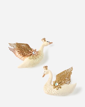 Gisela Graham Jewelled Swans Hanging Decorations - Set of 2