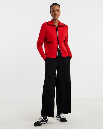 Whipstitch Zip Through Cardigan