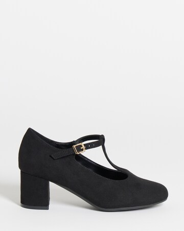 Cherry T Bar Block Heel Shoes - Extra Wide Fit (EEE)