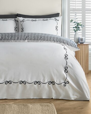 Catherine Lansfield Bow Embroidery Duvet Cover Set