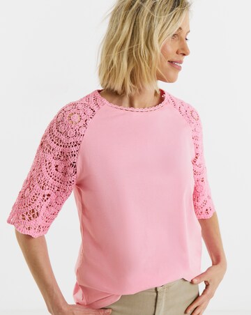 Pink Crochet Sleeve Top