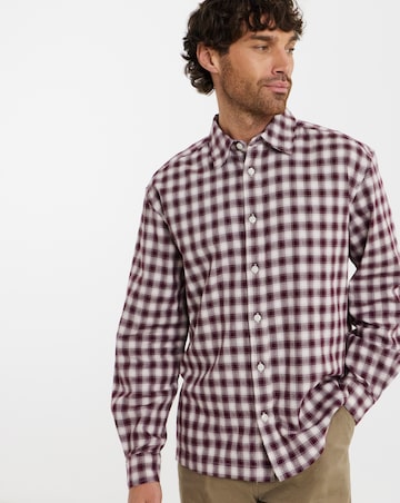 Only & Sons Kosta Long Sleeve Small Check Regular Fit Shirt - Port