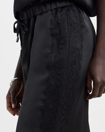 Satin Wide Leg Lace Trim Trouser Co Ord