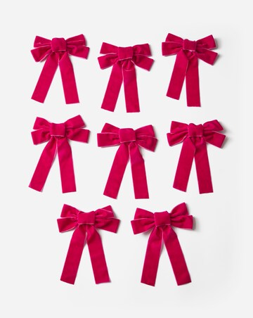 Pink Velvet Bow Decorations - Set of 8