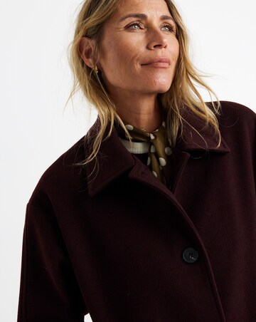 Aubergine Faux Fur Collar Pea Coat