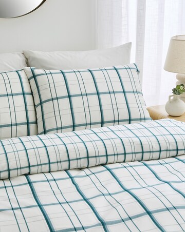 Painted Check Cotton Blend Reversible Duvet Cover Set