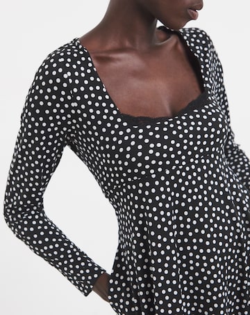 Spot Print Sweetheart Neckline Dress