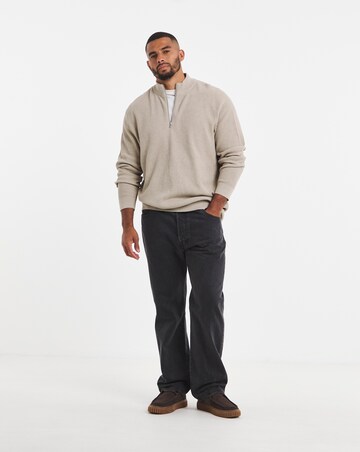 Jack & Jones Stanley Half Zip Knit Jumper - Taupe