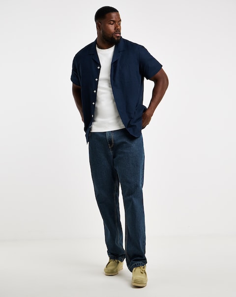 Short Sleeve Revere Collar Linen Shirt
