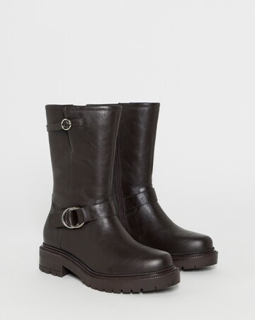 Victoria Buckle Detail Flat Ankle Boots - Wide Fit (E)