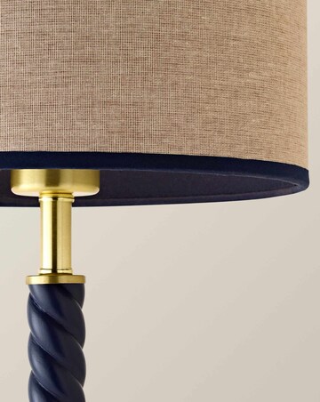 ValueLights Amara Navy Twist Table Lamp with Colour Match Inner Shade