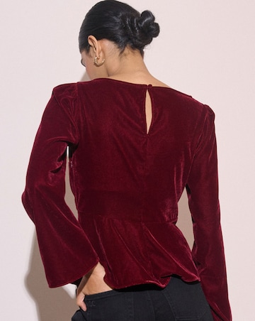 NOBODY'S CHILD EVA VELVET TOP WITH FLUTE SLEEVE
