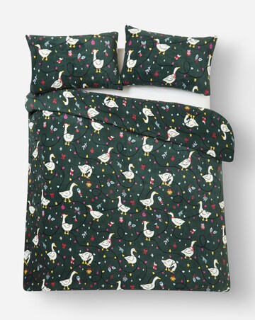 Silly Christmas Goose Fleece Duvet Cover Set