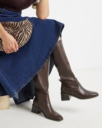 Hadley Block Heel Knee High Sock Boots - Extra Wide Fit (EEE) & Super Curvy Calf