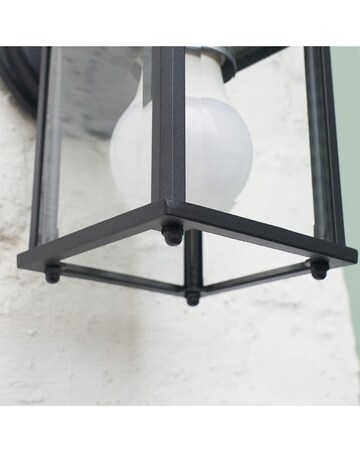ValueLights Allgreave IP23 Black Outdoor Wall Light Lantern - Bulb Included