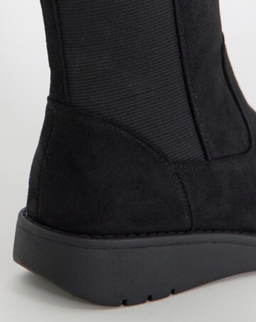 Cushion Walk Elasticated Back Wedge Calf Height Boots - Wide Fit (E)
