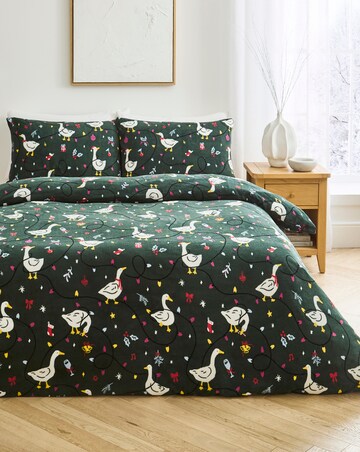 Silly Christmas Goose Fleece Duvet Cover Set
