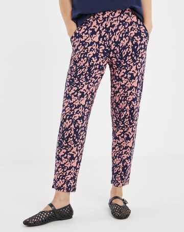 Chocolate Leopard Tie Waist Jersey Tapered Trouser