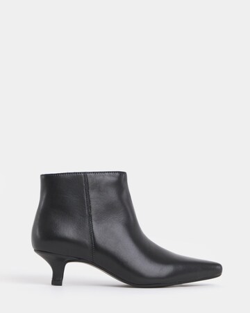 Shayna Pointed Toe Kitten Heel Leather Ankle Boots - Wide Fit (E)