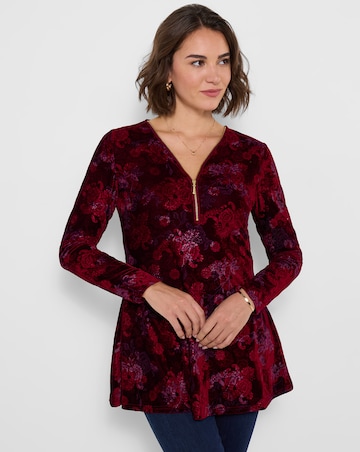 Joe Browns Hazel Printed Velour Tunic with Zip detail