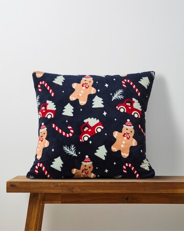 Christmas Gingerbread Fleece Cushion