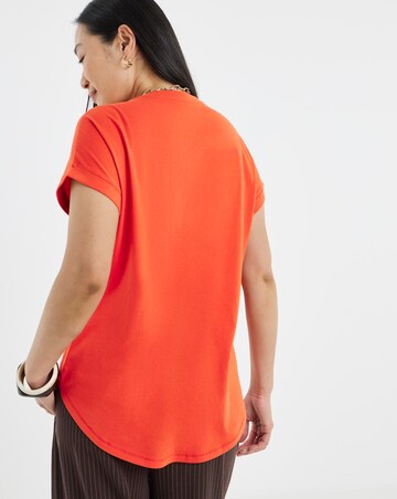 Longline Short Sleeve Curved Hem Top