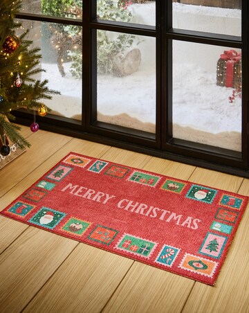 Christmas Stamps Washable Doormat
