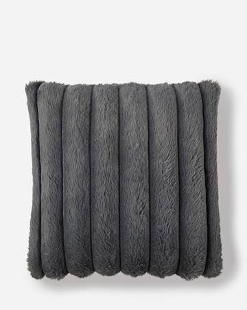 Ribbed Faux Fur Cushion - Charcoal