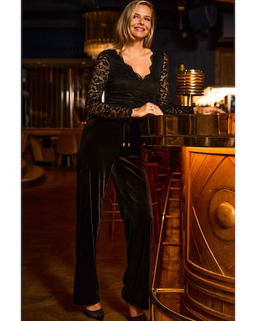 Sosandar Velvet Drawstring Wide Leg