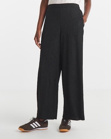 Black Textured Jersey Wide Leg Trouser