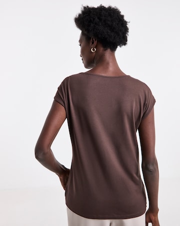 Chocolate Short Sleeve Gold Trim Top