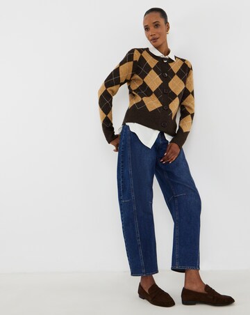 Diamante Argyle Crew Neck Cardigan