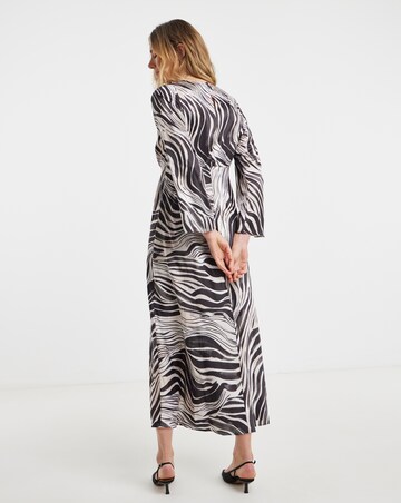 Zebra Print Satin Midi Tea Dress